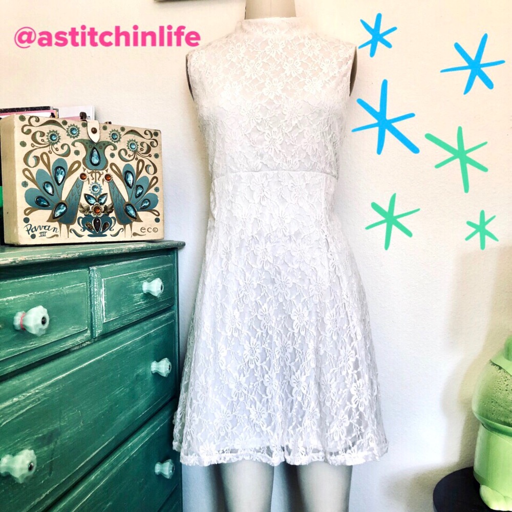 ASOS Stretch Off White Lace Dress